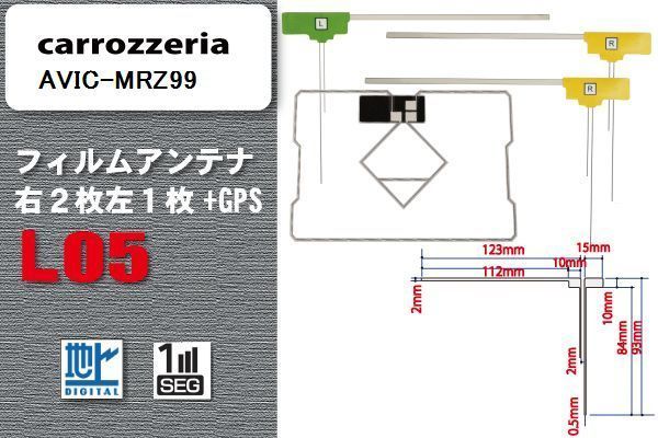 地デジ カロッツェリア carrozzeria 用 フィルムアンテナ AVIC-MRZ99 対応 ワンセグ フルセグ 高感度 受信 高感度 受信_画像1