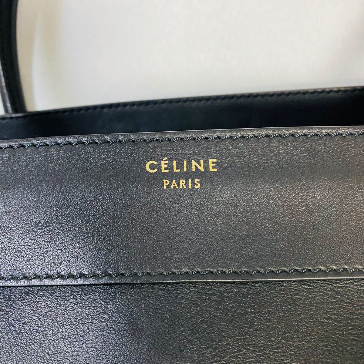 【美品】 CELINE セリーヌ ラゲージ ミニ ショッパー ショルダーバッグ トートバッグ レザー ブラック レディース