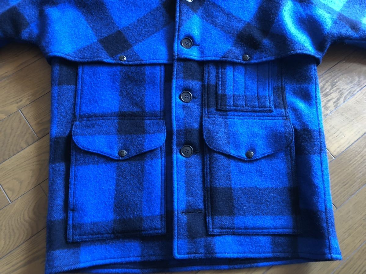 極美品 フィルソン ダブルマッキーノクルーザージャケット 米国製 38 青 黒 ブルーチェック 廃色 FILSON ビンテージ MADE IN USA