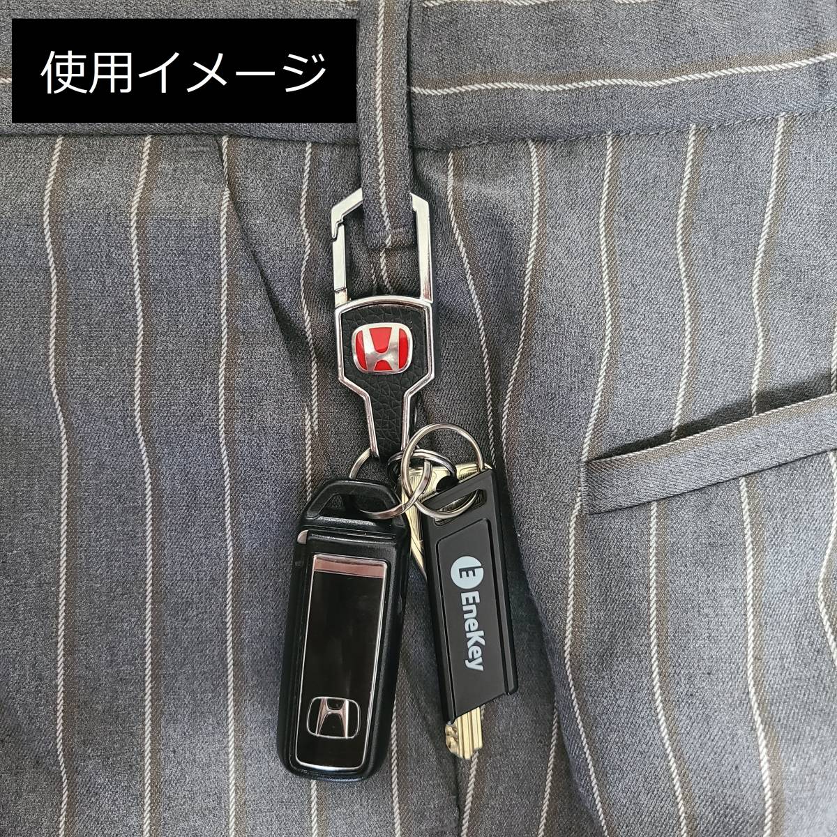 MITSUBISHI カラビナ付き レザーキーホルダーの画像6