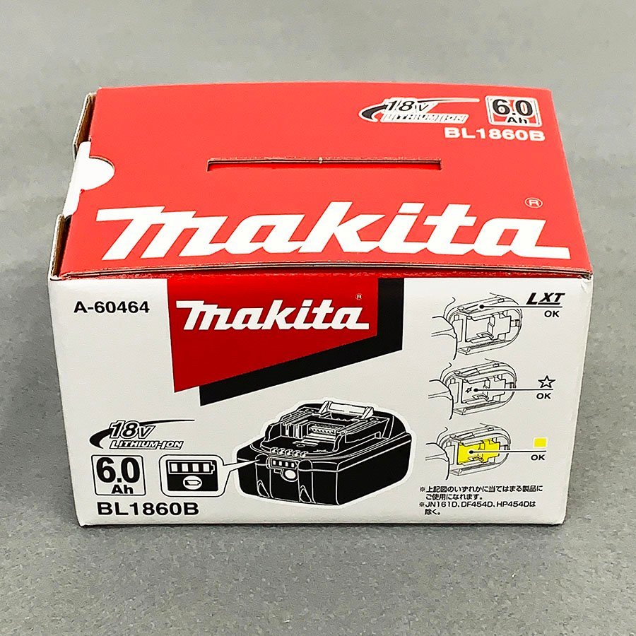 未使用品 makita マキタ 純正 18V 6.0Ah リチウムイオンバッテリー BL1860B A-60464 残量表示付 [M8879] 