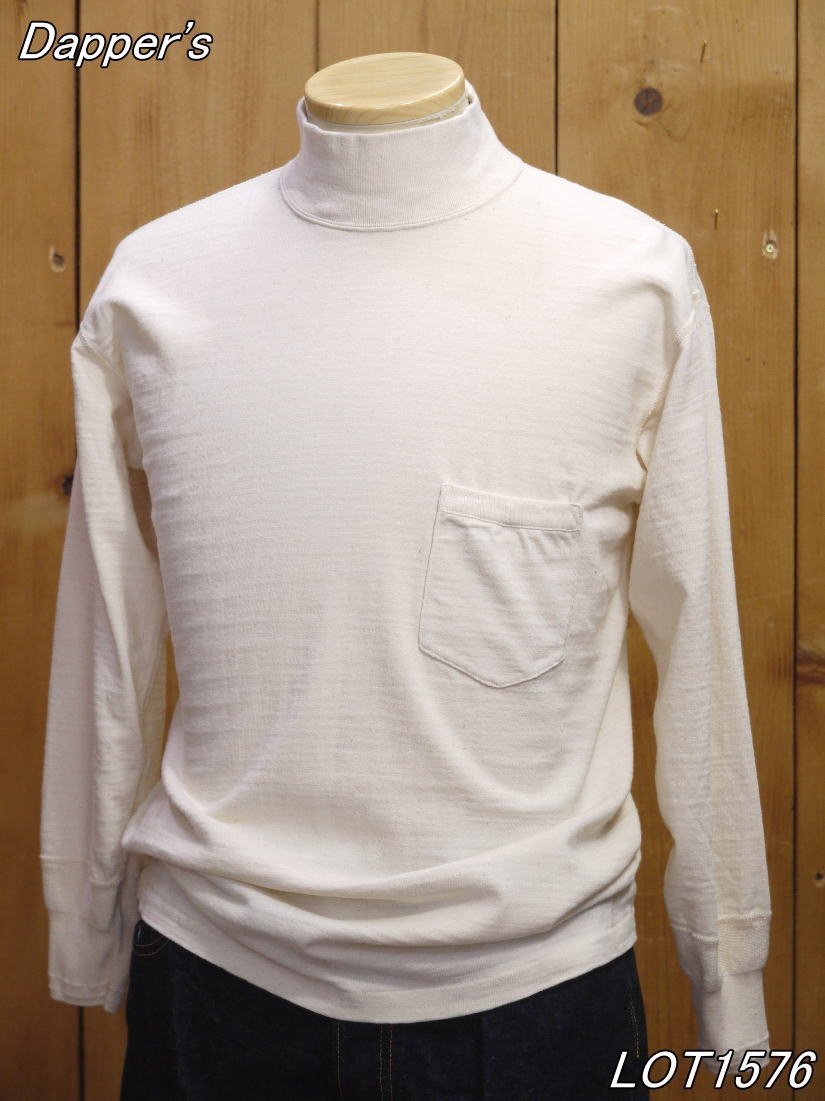 新品 ダッパーズ モックネックロングスリーブTシャツ 40 オフホワイト LOT1576 ハイネック dapper's