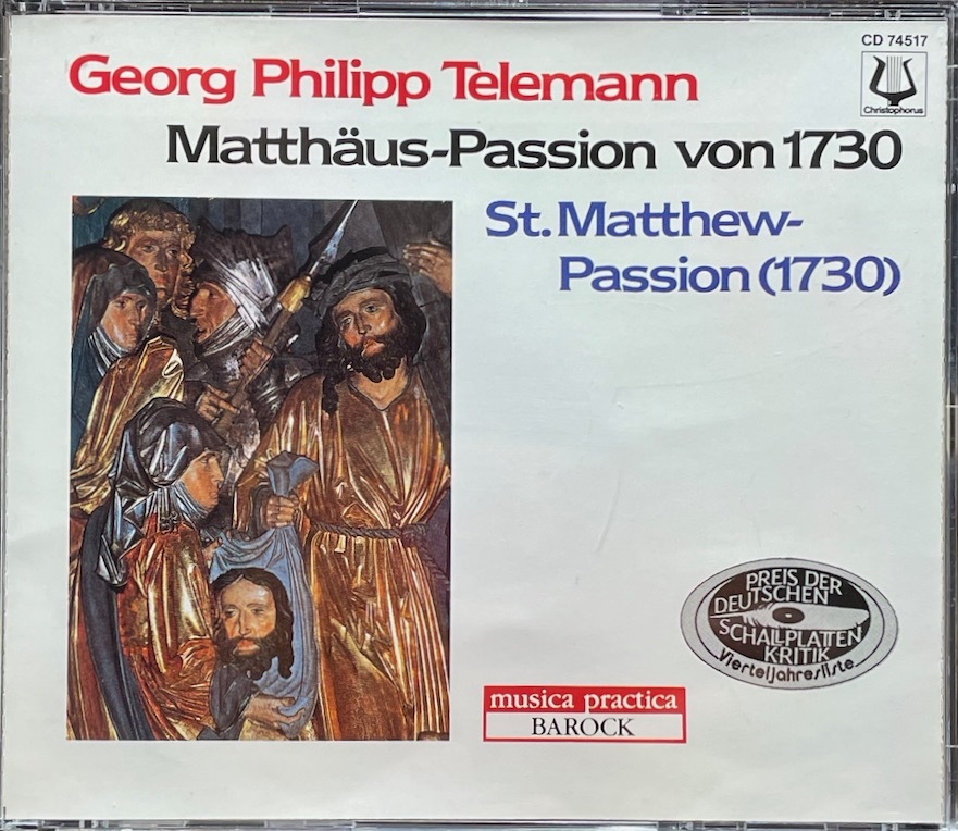 (C91H)☆バロック2CD/テレマン：マタイ受難曲（1730）/Georg Philipp Telemann-St.Matthew Passion of 1730/フライベルガー(西ドイツ盤)☆_画像1
