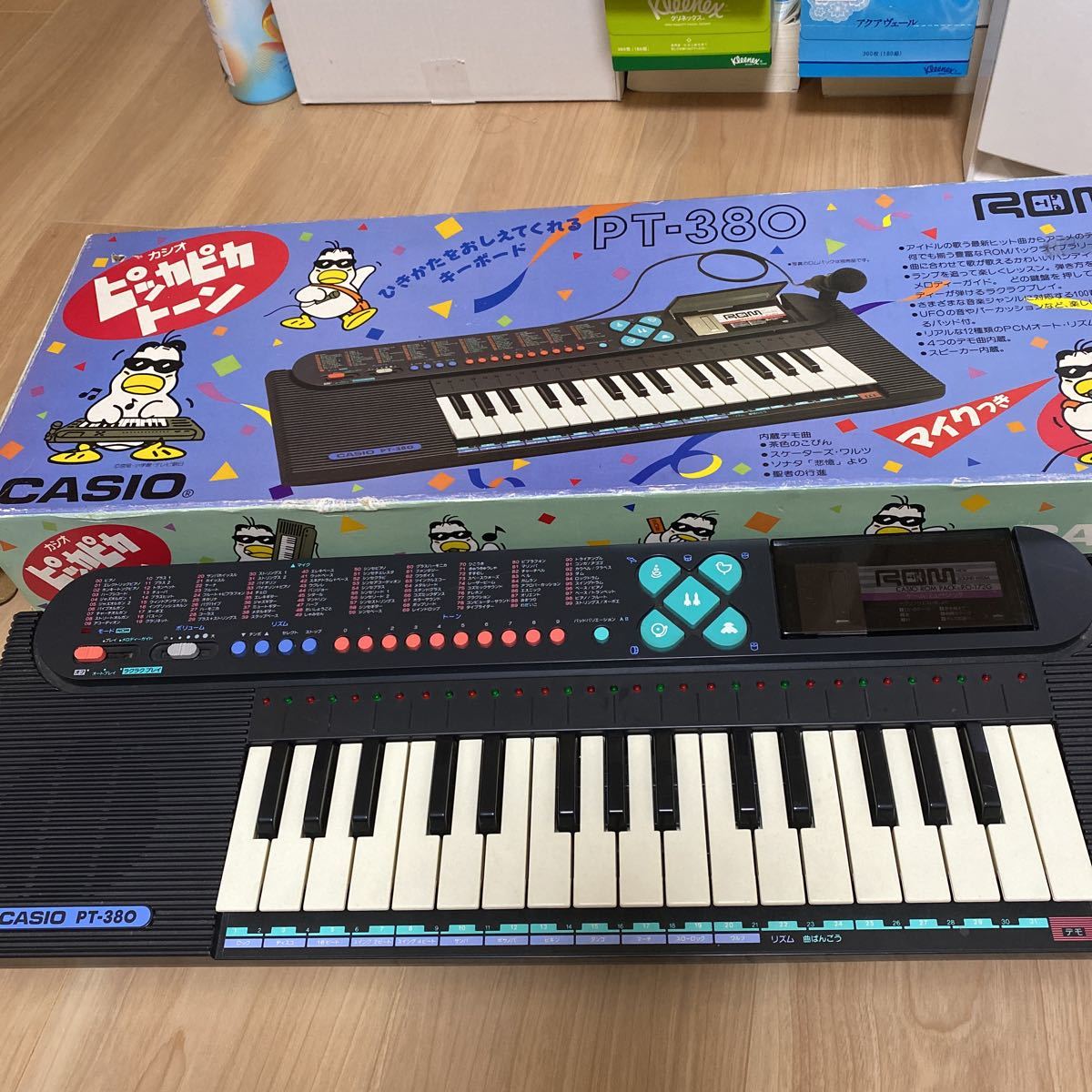 CASIO PT-380 ピッカピカトーン キーボード・マイク・ROM5本セット Yahoo!オークション - CASIO カシオ 電子キーボード PT-380 子供向