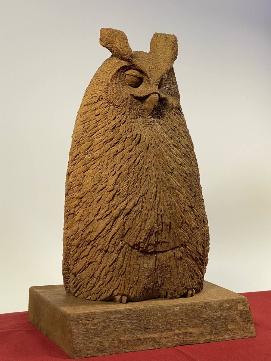 アイヌ美術 瀧口政満 木彫り作品「フクロウ」 政満サイン 北海道 アイヌ美術 瀧口政満 木彫り作品「フクロウ」 政満サイン 北海道