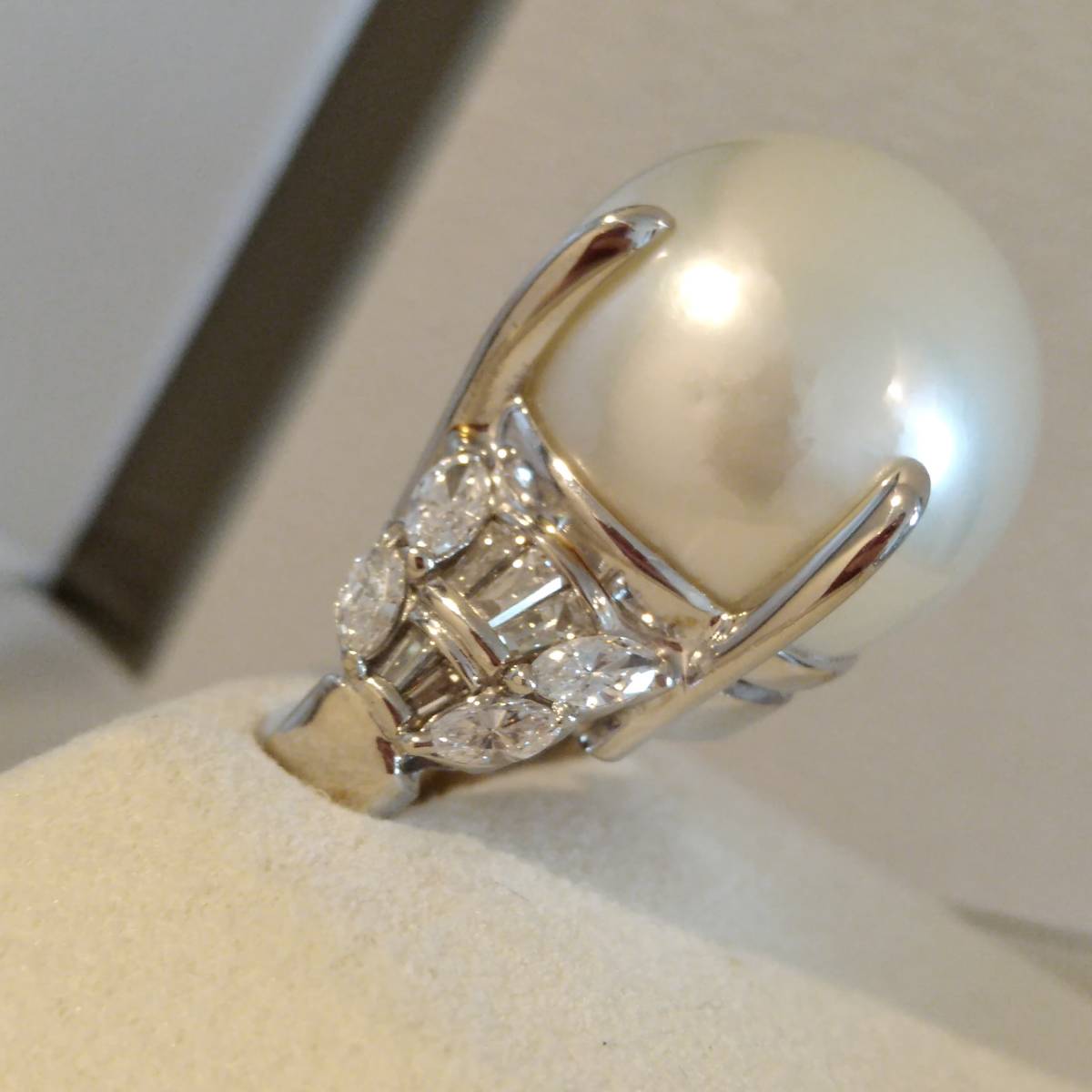 ５％割引で購入 超大粒 珍品！ 16.6mm リング プラチナ ダイヤモンド 真珠 パール 南洋 白蝶 真珠