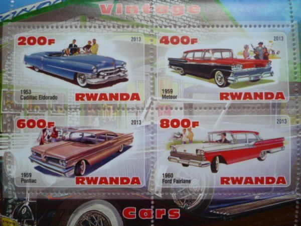 ルワンダ切手『クラシックカー』4枚シートB 未使用の画像1