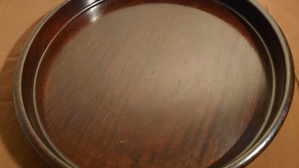 ください】 紫檀 紫檀盆 茶道具 大盆 丸盆 唐木 アンティーク茶道具