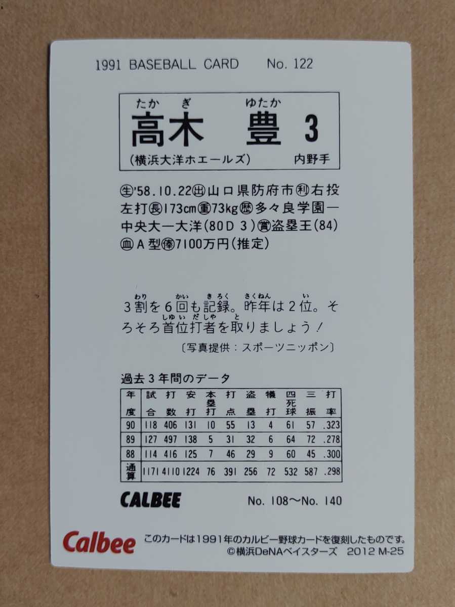 カルビー プロ野球チップス 2012 復刻カード 高木豊(大洋) M-25_画像2