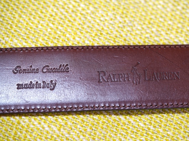  Ralph Lauren crocodile material belt Italy made Brown 2
