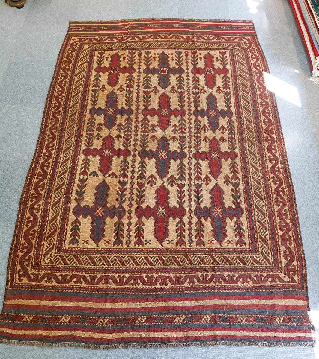 ペルシャ絨毯 スマック キリム 手織り絨毯 size:277×182cm リビング
