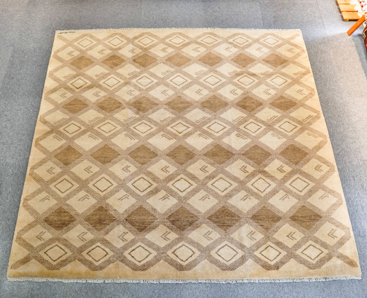 パキスタンガズニーウール size: 190×198cm ペルシャ絨毯 手織りギャッベ