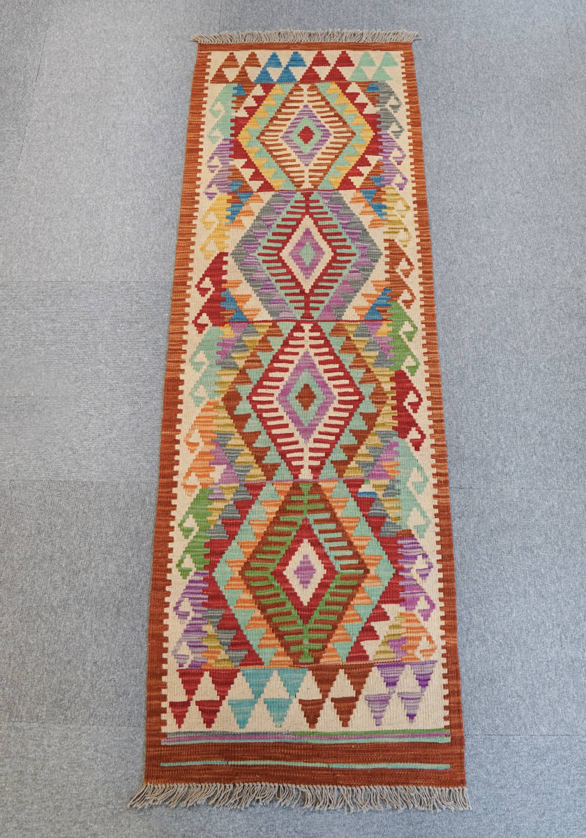 廊下敷きアフガニスタン手織りキリム size:187×61cm ランナー | loop.ooo