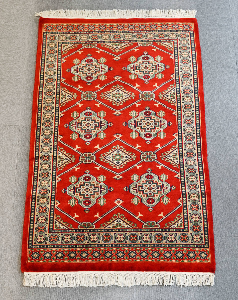 高品質 パキスタン手織り絨毯 ウールsize 120×78cm アクセントラグ