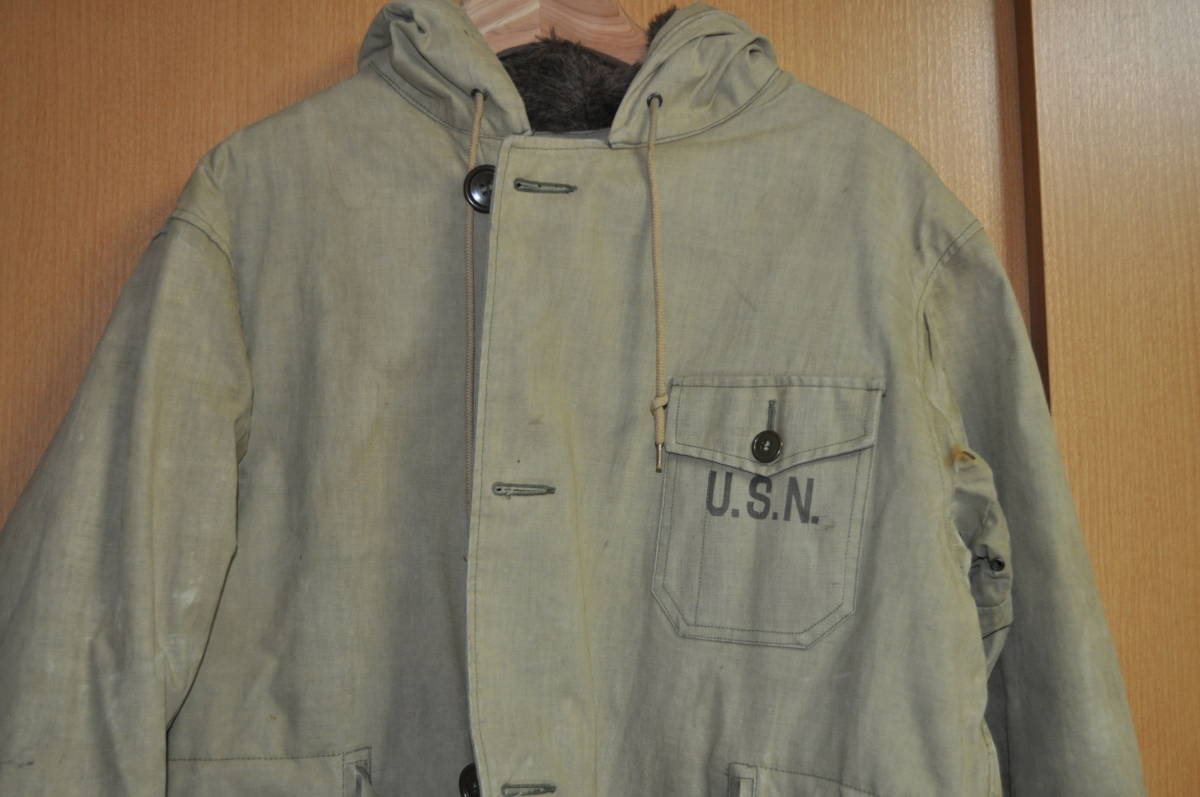 vintage ヴィンテージ デッキコート usnavy アルパカ ゴム引き サイズ40 タロンジップ_画像3
