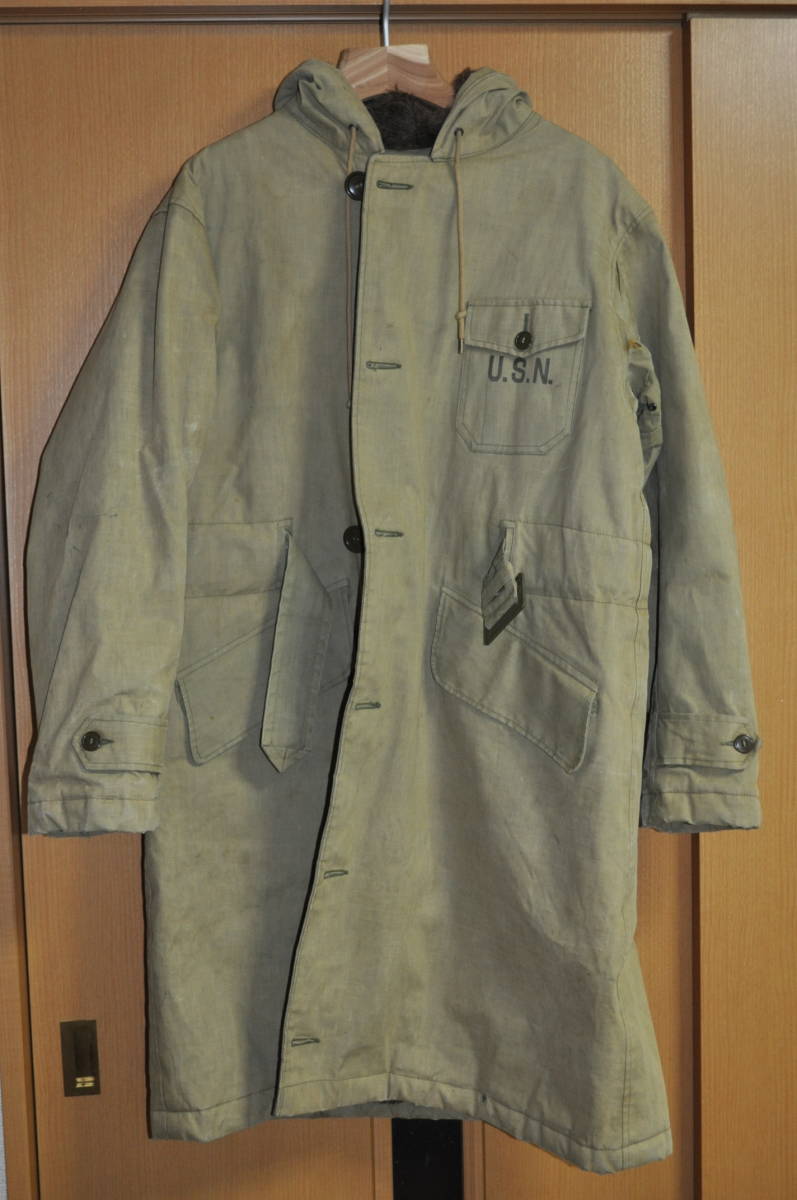 【超ポイント祭?期間限定】 vintage ヴィンテージ タロンジップ サイズ40 ゴム引き アルパカ usnavy デッキコート Lサイズ