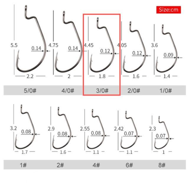 オフセットフック ワームフック 釣り針 根魚 バス釣りフック 20本セット #3/0_画像2