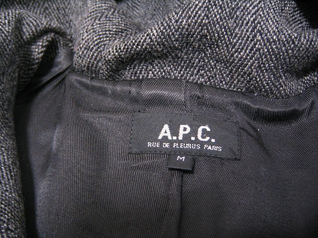 フランス製 APC アーペーセー ヘリンボーン柄 フード付きジャケット ブルゾン ショートコート_画像4