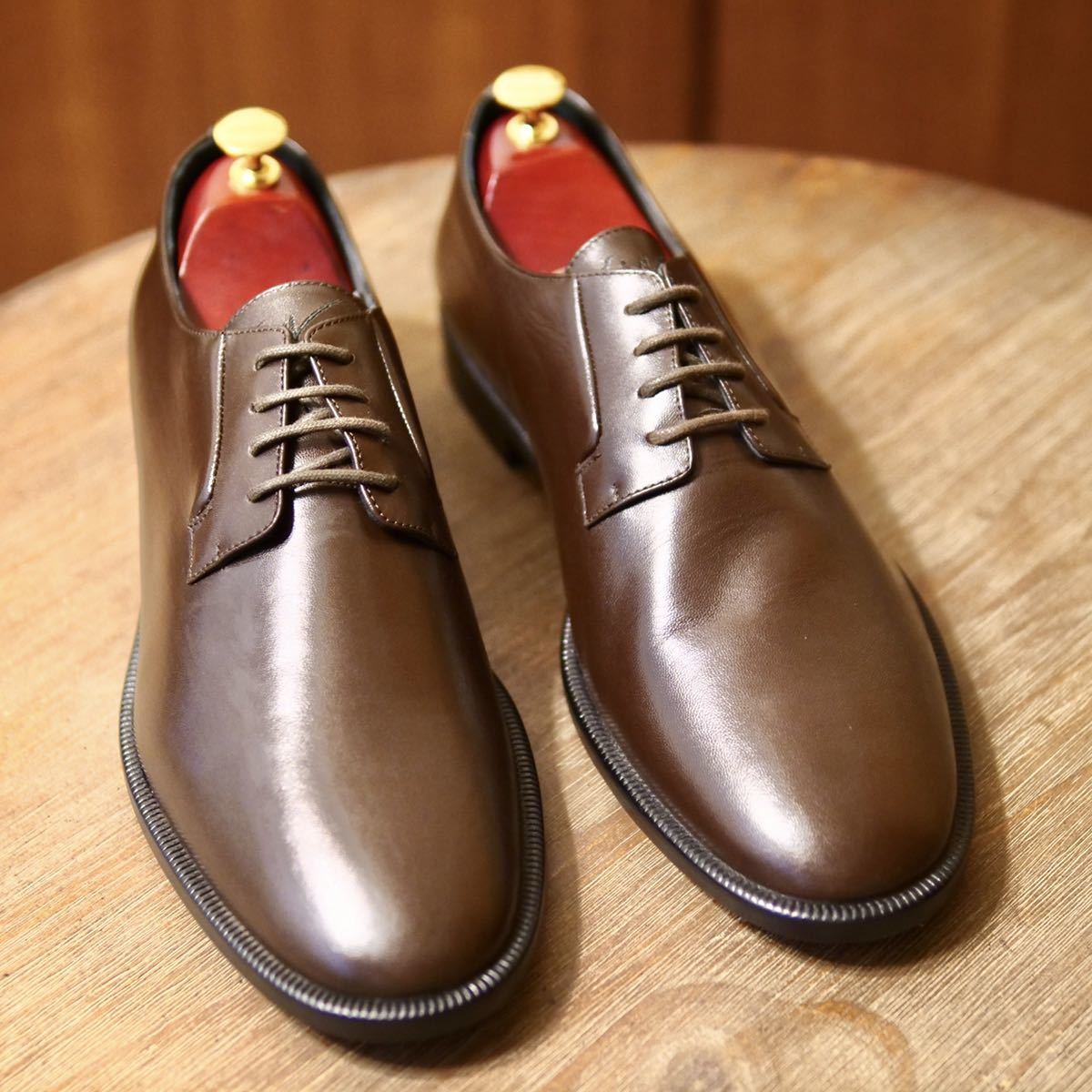 新品未使用 Giuseppe Zanotti ジュゼッペザノッティ プレーントゥダービーシューズ ブラウン 45 27.5-28.0cm相当 ダークブラウン 革靴