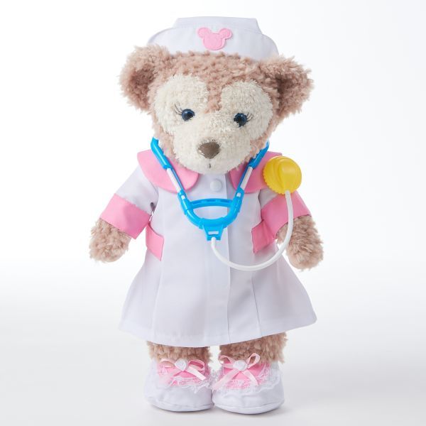 paomadei 845-1 ナース服 看護師さんのユニフォーム 聴診器付 ホワイト+ピンク ドロワーズ 2枚 43cm Sサイズ ダッフィー シェリーメイ衣装