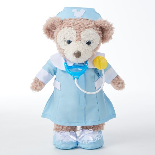 paomadei 846-1 ナース服 看護師さんのユニフォーム 聴診器付 ブルー+ホワイト ドロワーズ 2枚 43cm Sサイズ ダッフィー シェリーメイ衣装