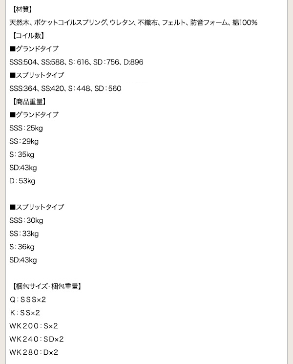 日本製ポケットコイルマットレスベッド MORE マットレスベッド スプリットタイプ ワイドK200 脚30cm_画像9