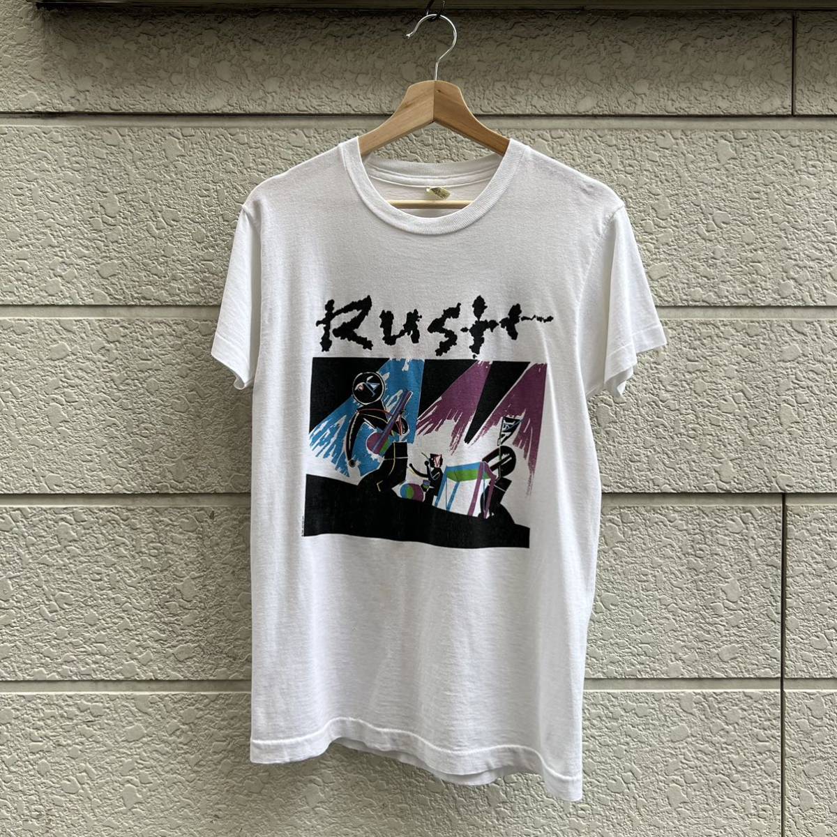 90s アイルランド製 バンドTシャツ 白 両面プリント Rush a show of hands screen stars スクリーンスターズ 古着 vintage ヴィンテージ L_画像1