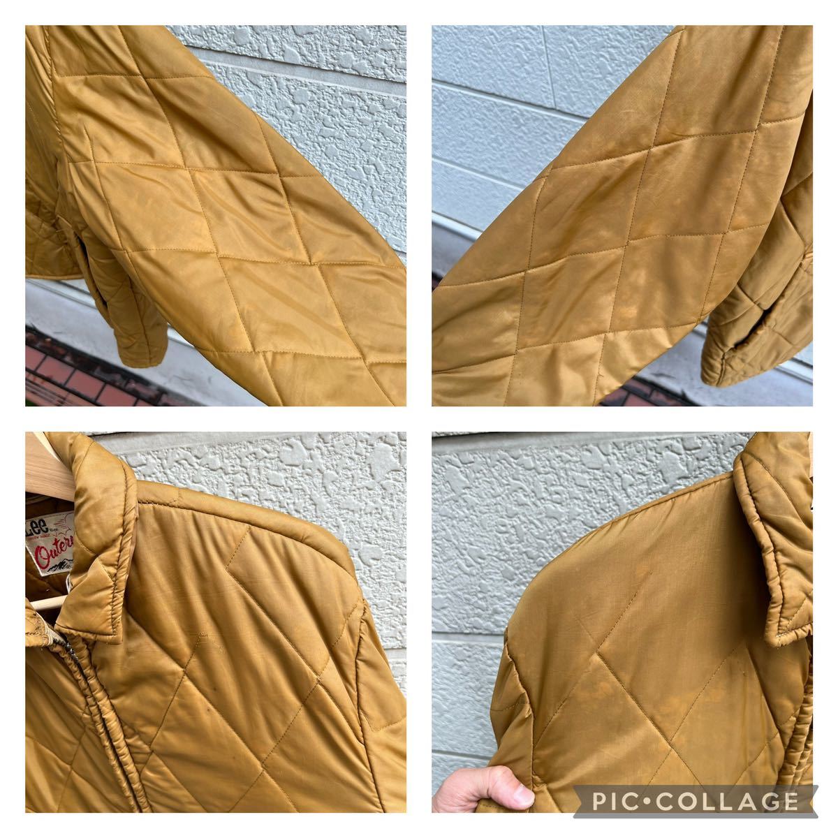 70s US古着 キルティングジャケット ジップアップ ブラウン ナイロン Lee Outerwear リー アメリカ古着 vintage  ヴィンテージ UNION MADE