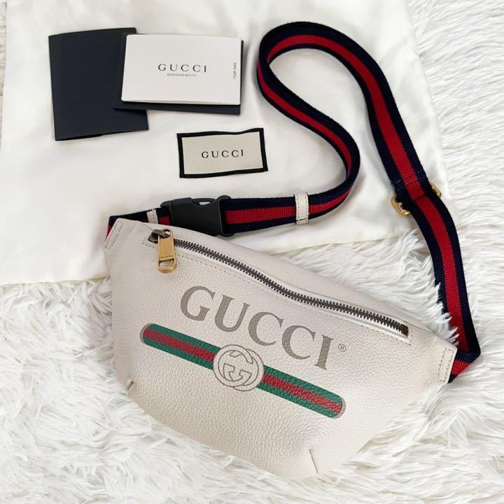 1円【美品】GUCCI グッチ ロゴプリント インターロッキング レザー