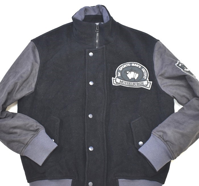 MUSSELBURGH（マッセルバラ）ジップアップ ブルゾン ZIP UP blouson スタジャン ジャンパー ジャケット ワッペン BLACK M GOLF ゴルフ_画像6