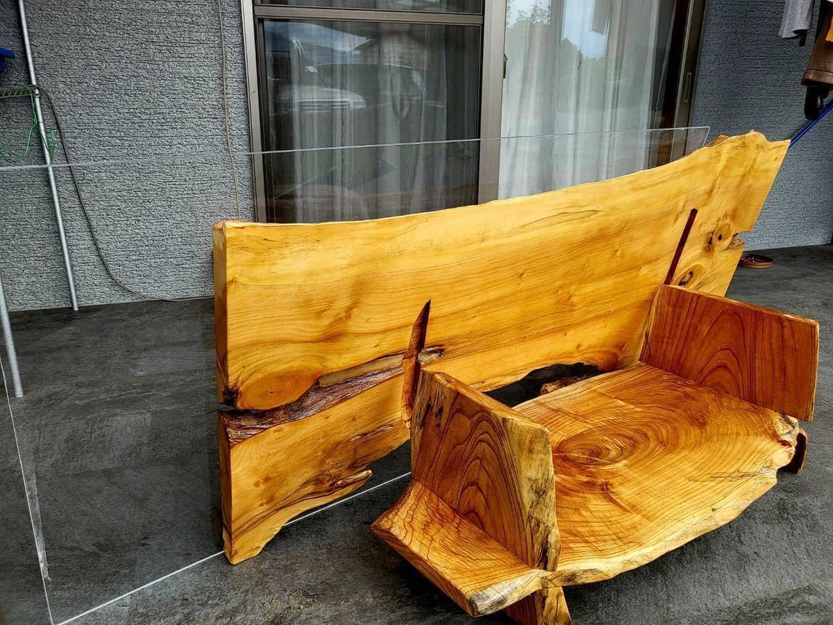 リビングテーブル 一枚板 銀杏（いちょう)　天板保護アクリルガラス国産 天然木