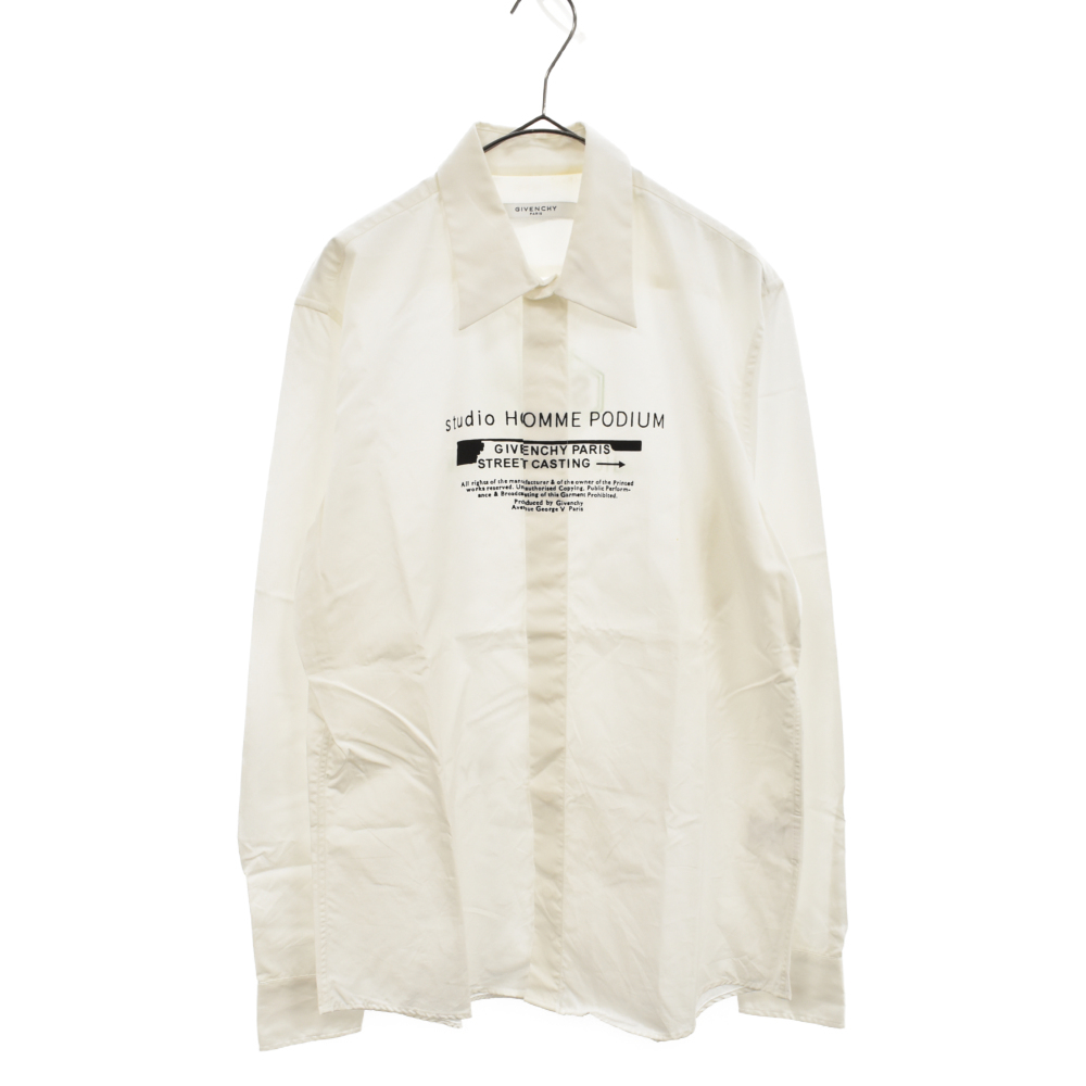 新しいコレクション ジバンシィ BM60F6109F ホワイト 長袖シャツ プリントデザイン ロゴ 男性用