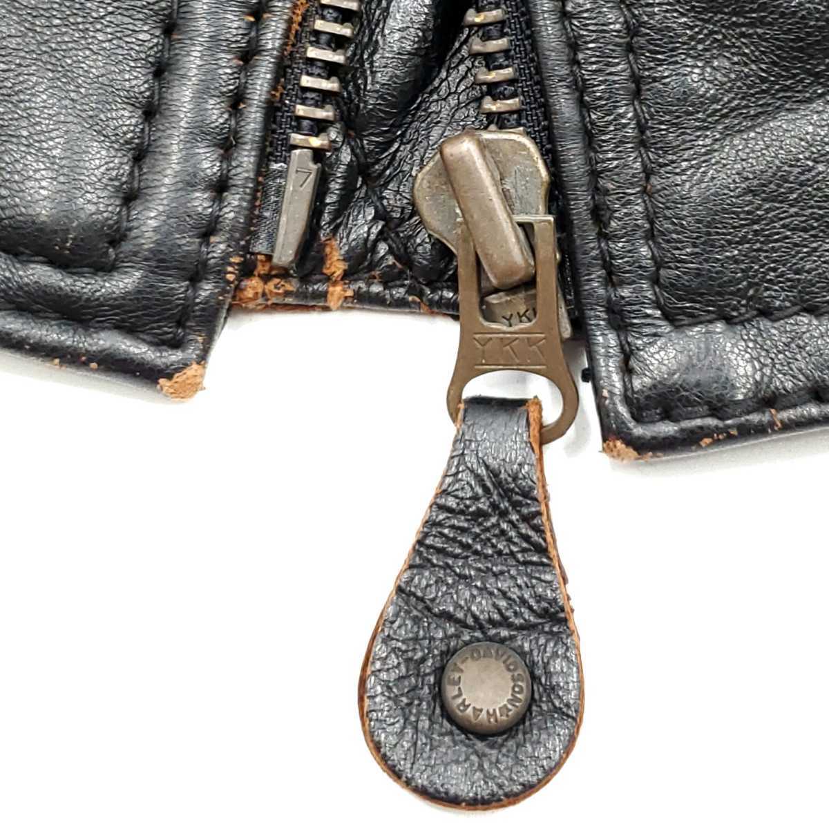 背面ビッグロゴ◇HARLEY-DAVIDSON◇オールレザースタジャン黒メンズM本