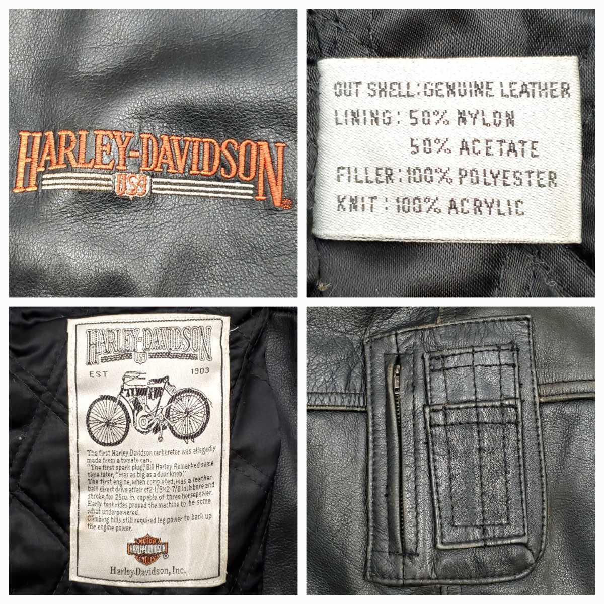 希少MA-1タイプ HARLEY-DAVIDSON オールレザースタジャン黒 希少MA-1タイプ HARLEY-DAVIDSON オールレザースタジャン黒