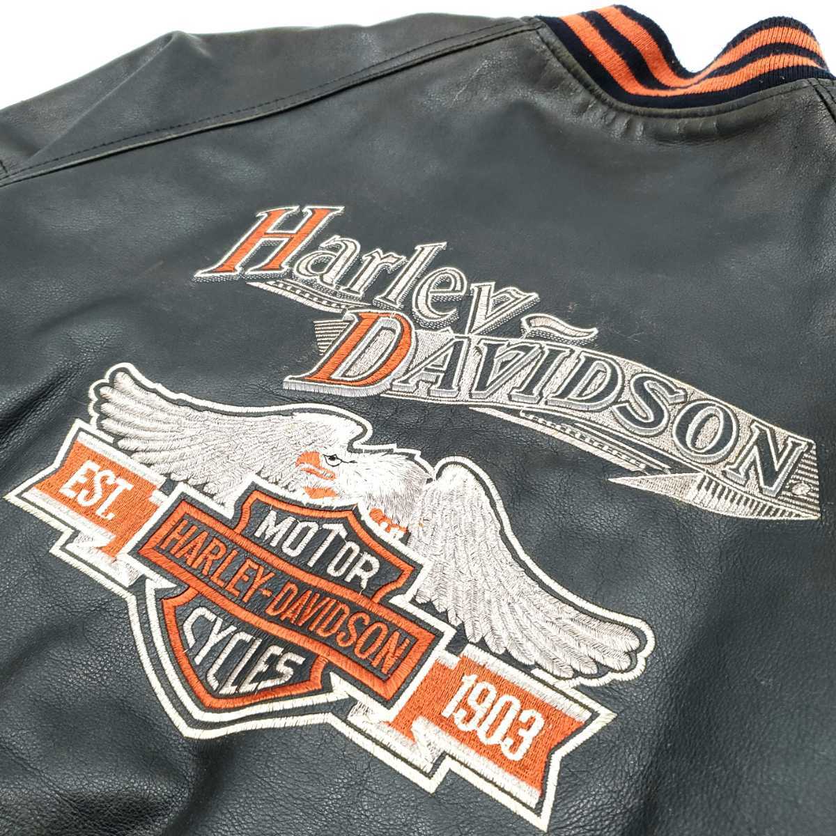希少MA-1タイプ HARLEY-DAVIDSON オールレザースタジャン黒 希少MA-1タイプ HARLEY-DAVIDSON オールレザースタジャン黒