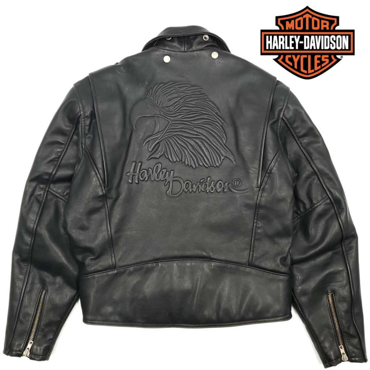 海外販売× ハーレー本革レザーライダースジャケットM黒ツーリング
