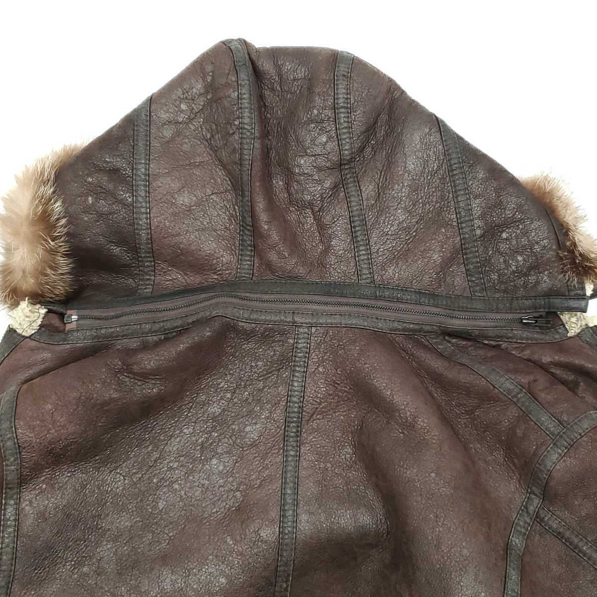 着脱式フード JUNGWOO FUR フライトジャケットB-3メンズXL茶ラム 着脱式フード JUNGWOO FUR フライトジャケットB-3メンズXL茶ラム