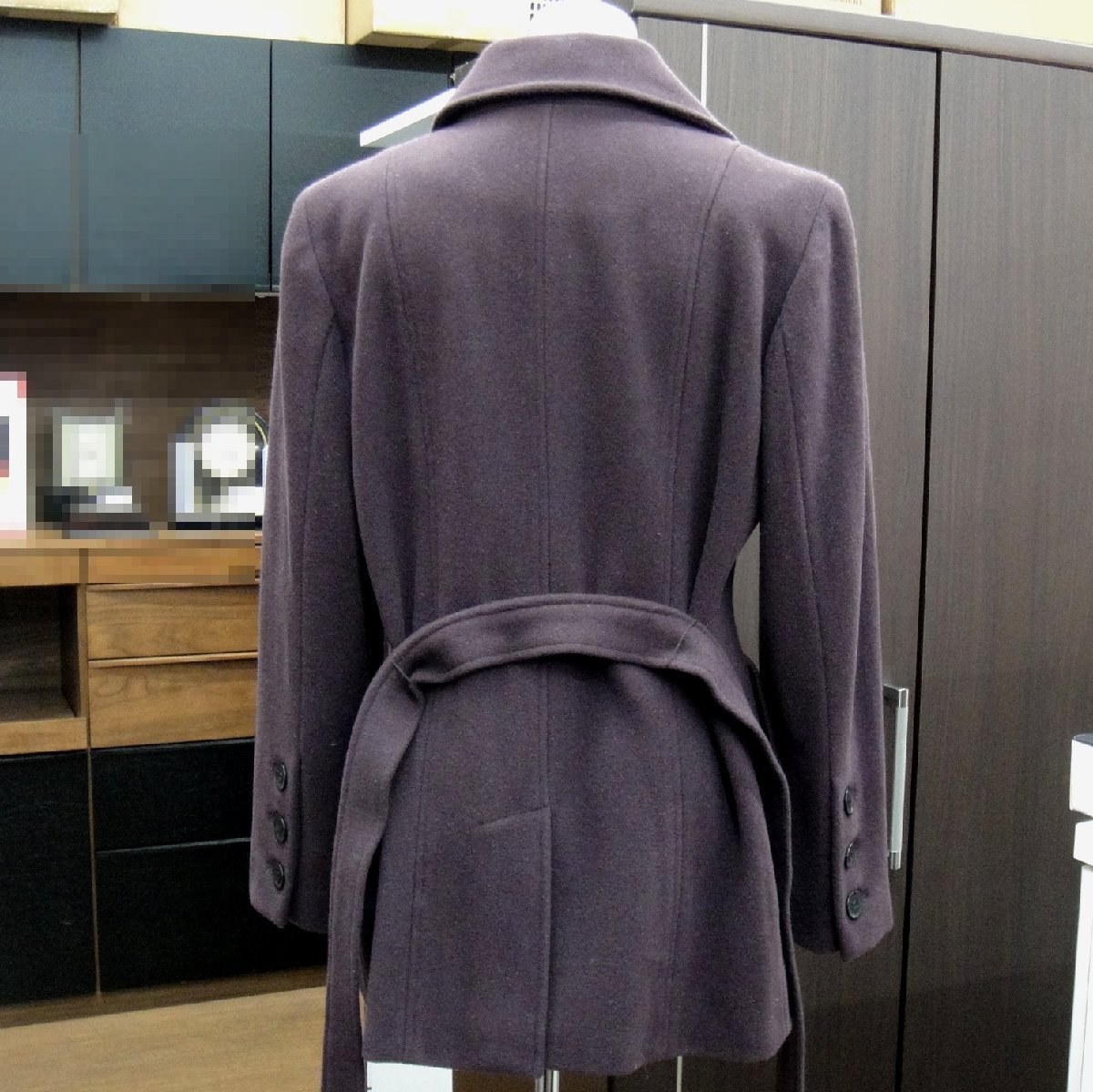 A302【本物保証】 Calvin Klein カルバンクライン ウール コート ジャケット サイズ10 パープル 紫 レディース CW888302　_画像3