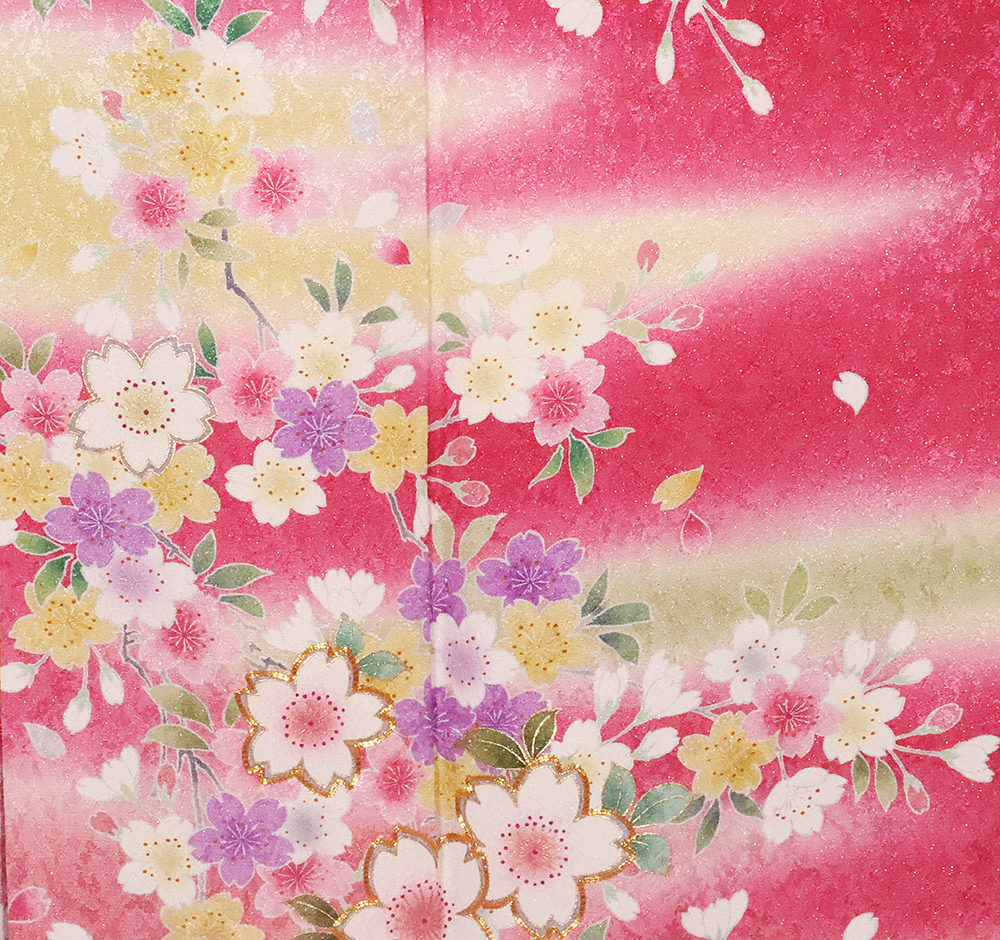 本振袖 正絹 赤紫 桜 ki25912 美品 着物 Lサイズ レディース 成人式 オールシーズン 送料無料_画像4