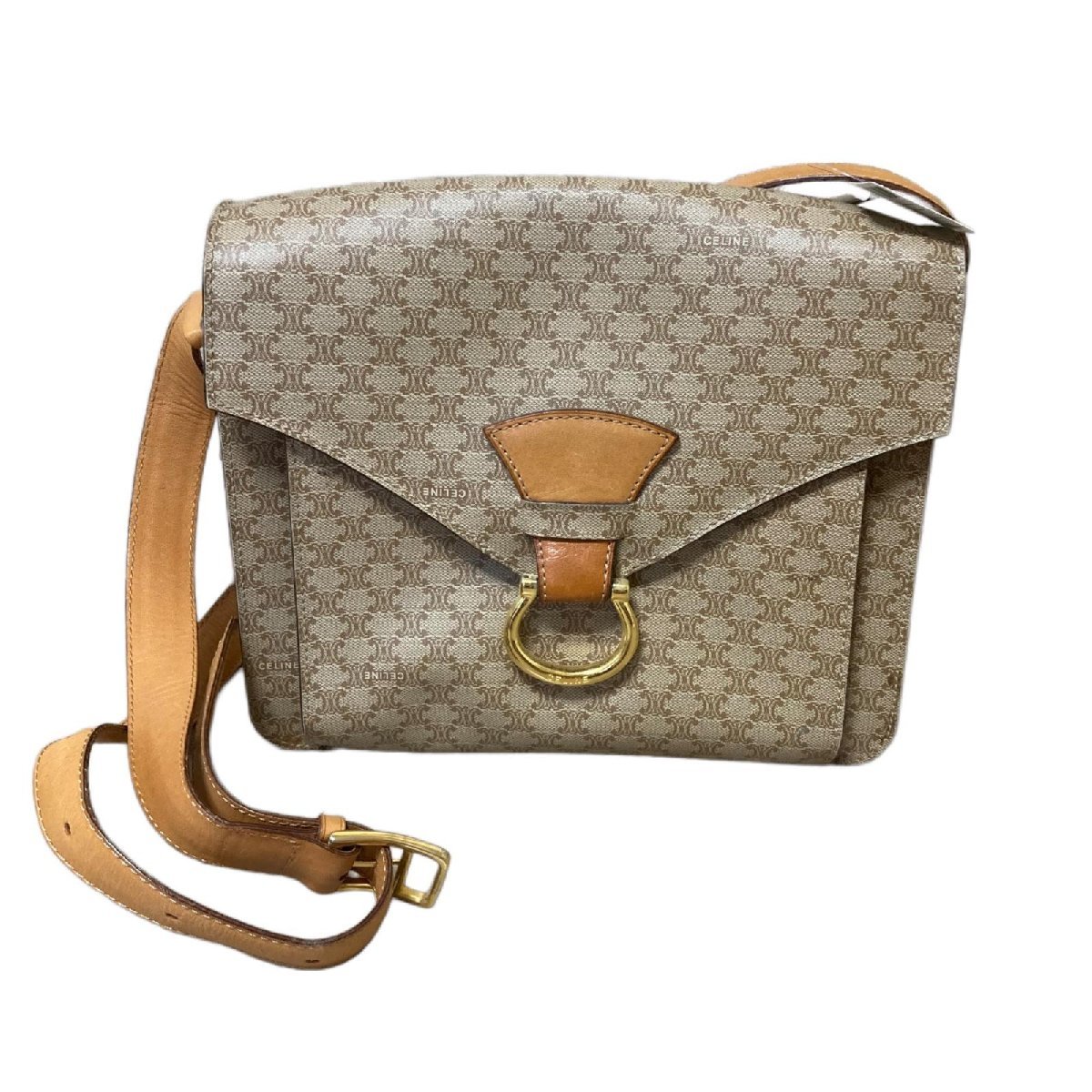 CELINE セリーヌ ショルダーバッグ フラップ マカダム柄 レザー