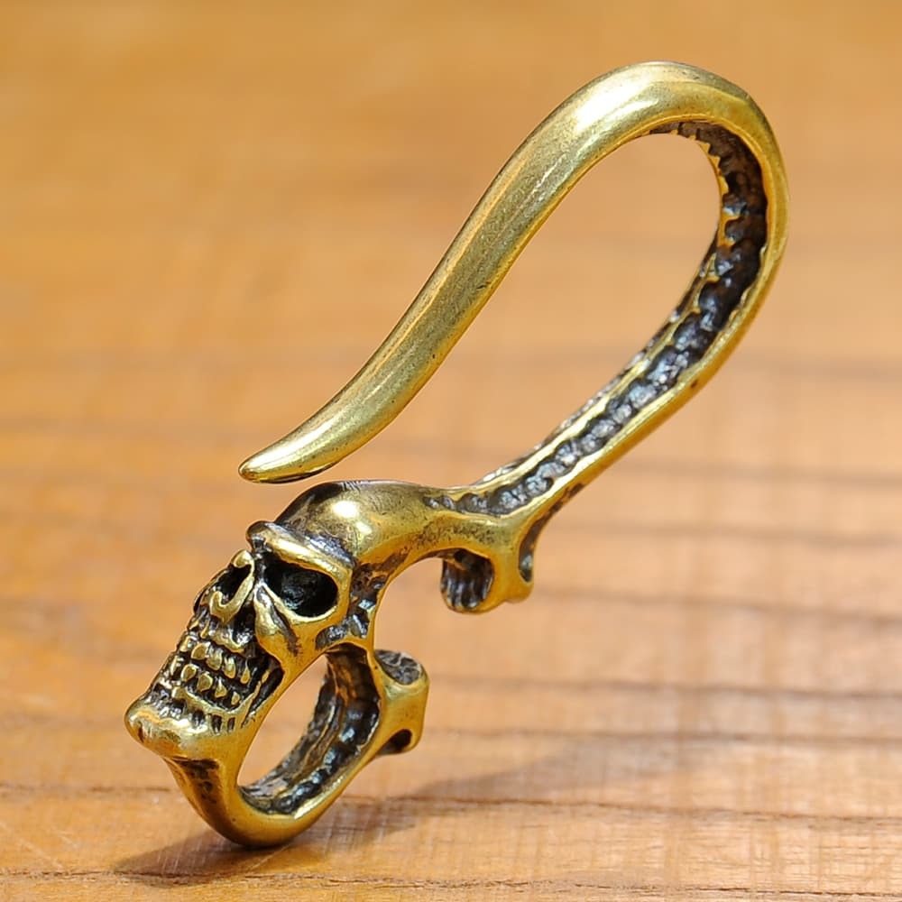  fishhook hook brass Skull small [ antique style ] skull gaiko exist hook key ring wallet chain holder 