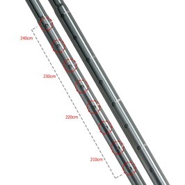 テントポール 伸縮式 調節幅205cm～240cm 直径32mm アルミ合金 軽量 アウトドア [ シルバー ] タープ_画像5