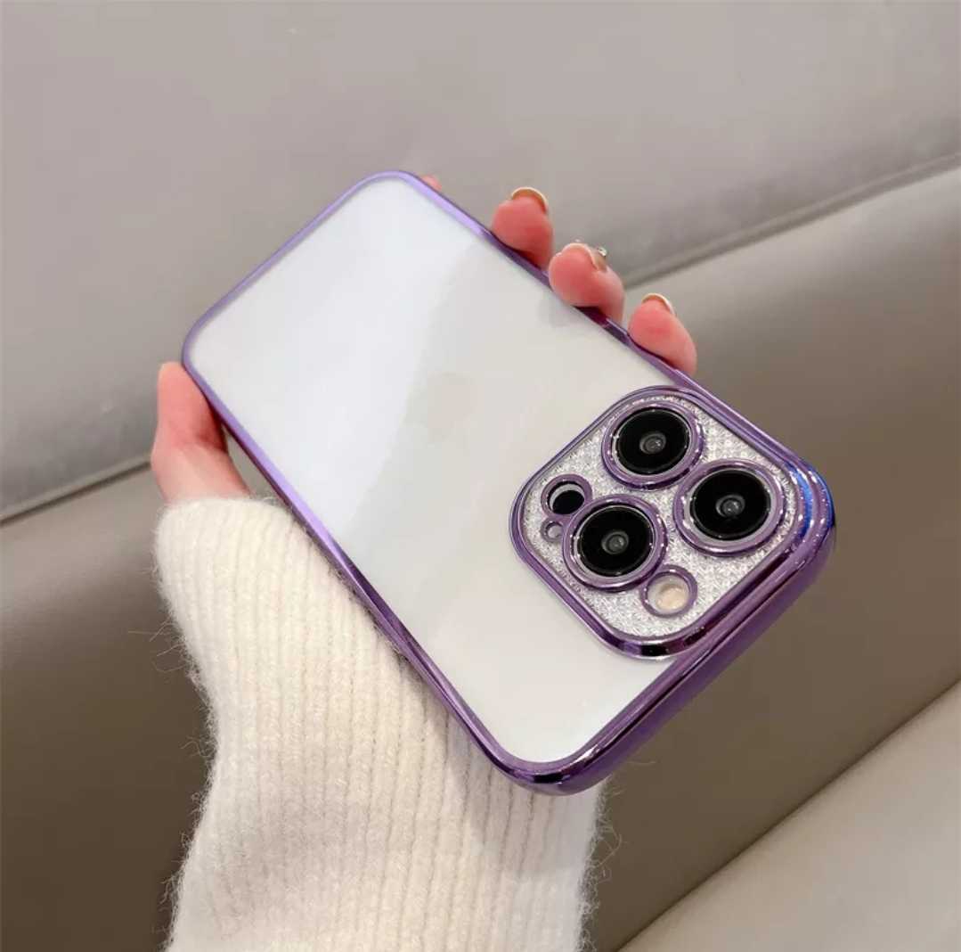 iPhone14ProMax case purple metallic clear pretty 