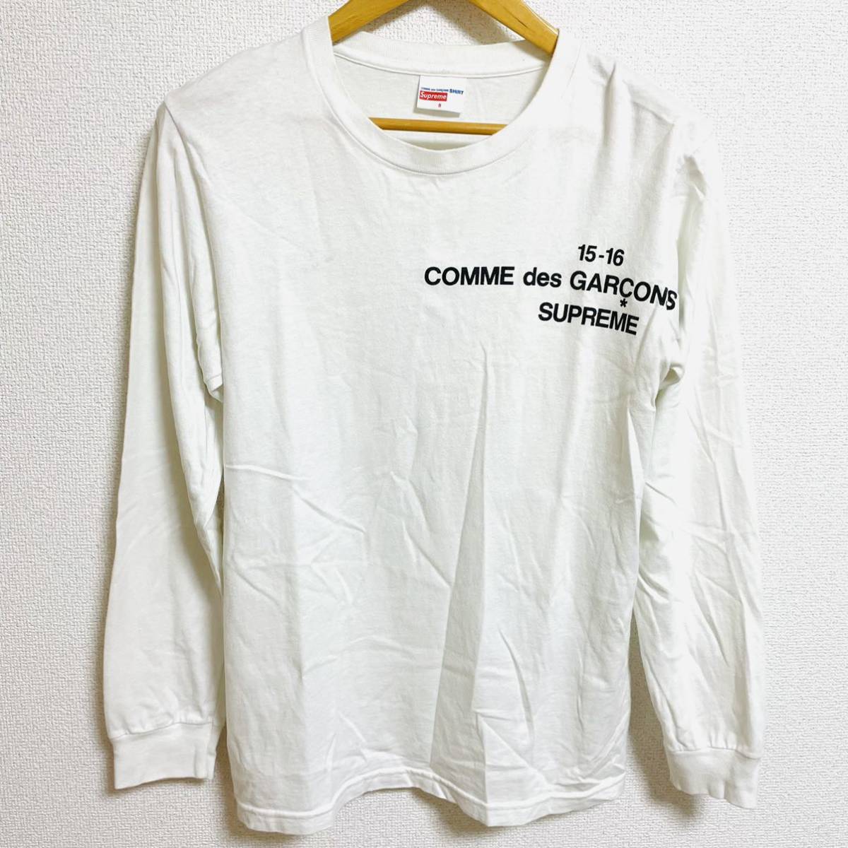 超特価SALE開催！】 S Black White Tee L/S Shirt Garcons Des Comme Supreme 15aw 胸ロゴ  コラボ ロンT ロングスリーブ コムデギャルソン 黒 白 2015年 長袖Tシャツ - codecam.be