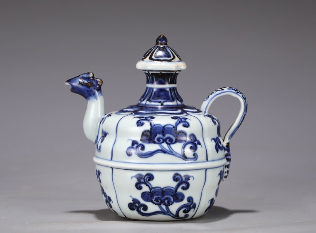 徳】旧家蔵出『明 釉裡紅三多紋梅瓶 宣徳年製款 共箱』陶芸 中国陶瓷器