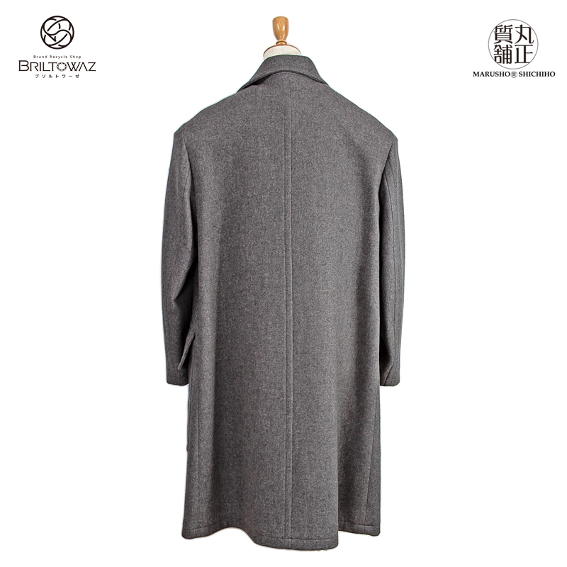 (最終値下げ!)エルメス 2020/21AW アレックス ウール ロング コート グレー系 ステンカラー チェスター #52 HERMES メンズ(573911)_画像6