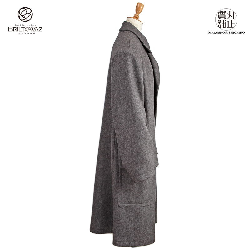 (最終値下げ!)エルメス 2020/21AW アレックス ウール ロング コート グレー系 ステンカラー チェスター #52 HERMES メンズ(573911)_画像5