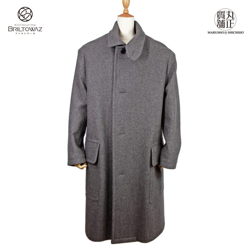 (最終値下げ!)エルメス 2020/21AW アレックス ウール ロング コート グレー系 ステンカラー チェスター #52 HERMES メンズ(573911)_画像4