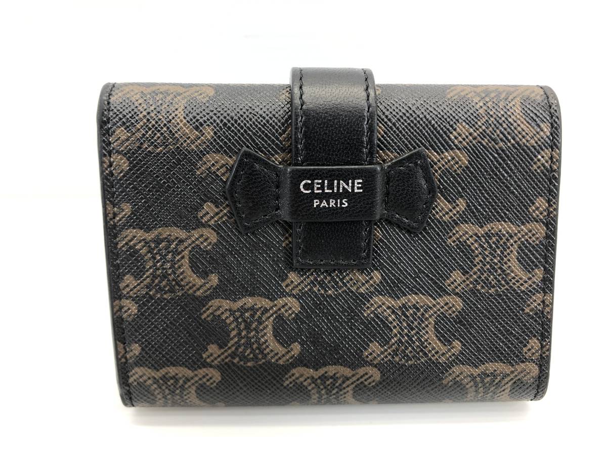 □ 極美品 CELINE セリーヌ ファイン ストラップ ウォレット 三つ折り