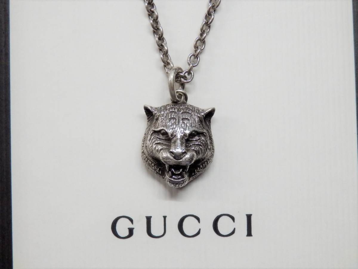 172H827J♪ GUCCI◆ グッチ キャットヘッドネックレス Ag925 箱付き 中古